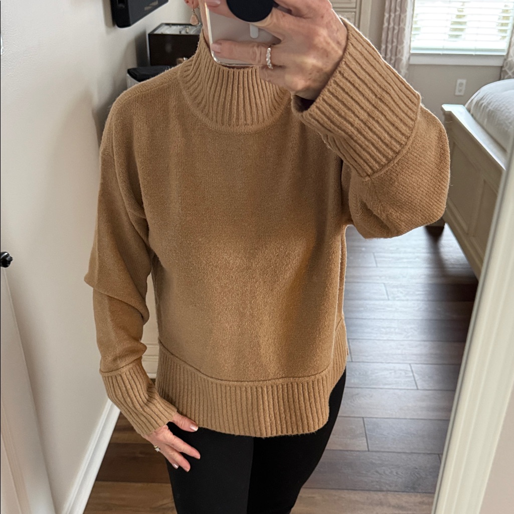 Nine West Camel/Tan Mock-Neck Women's Sweater